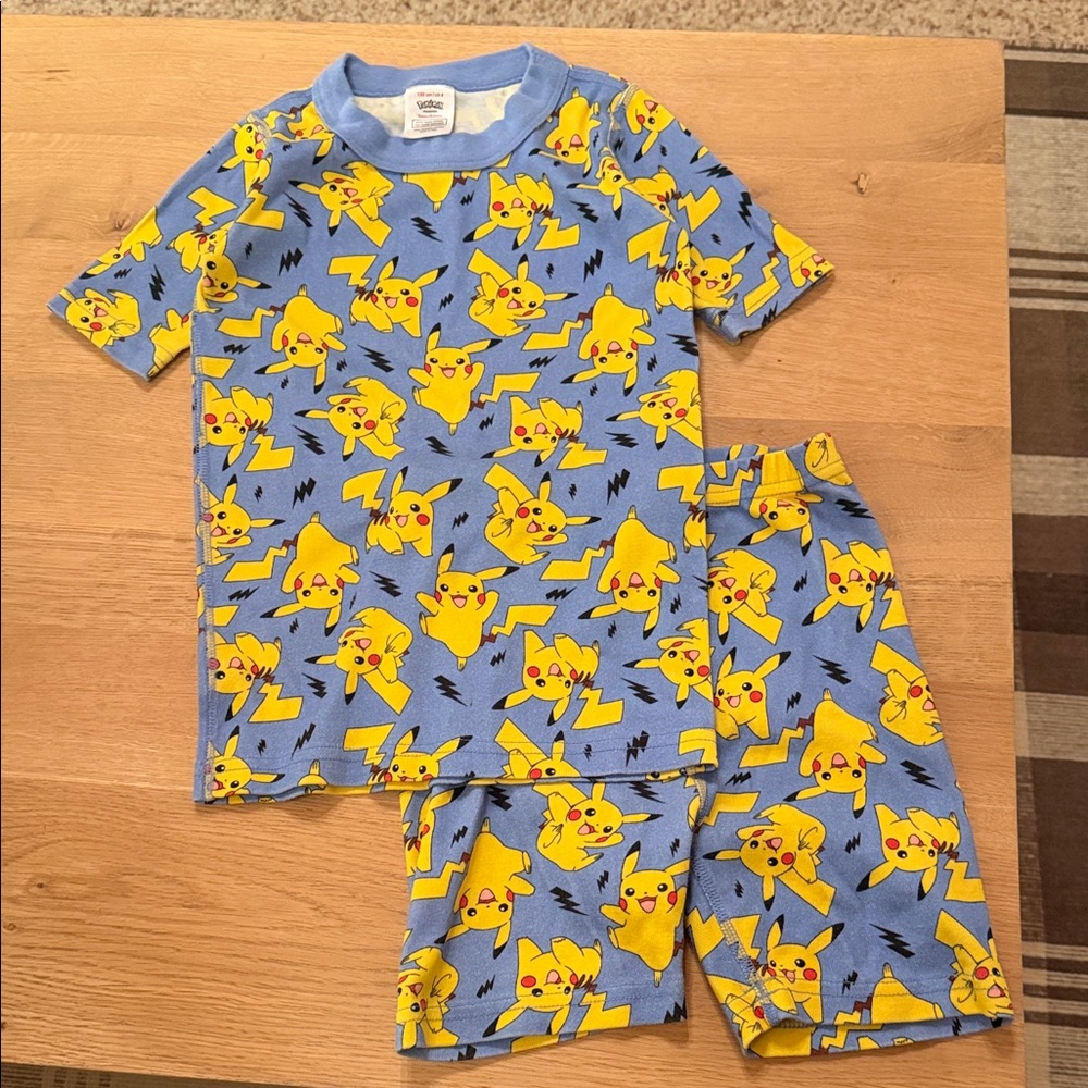 Hanna Andersson Blue and Yellow Pikachu Short Pajama Set